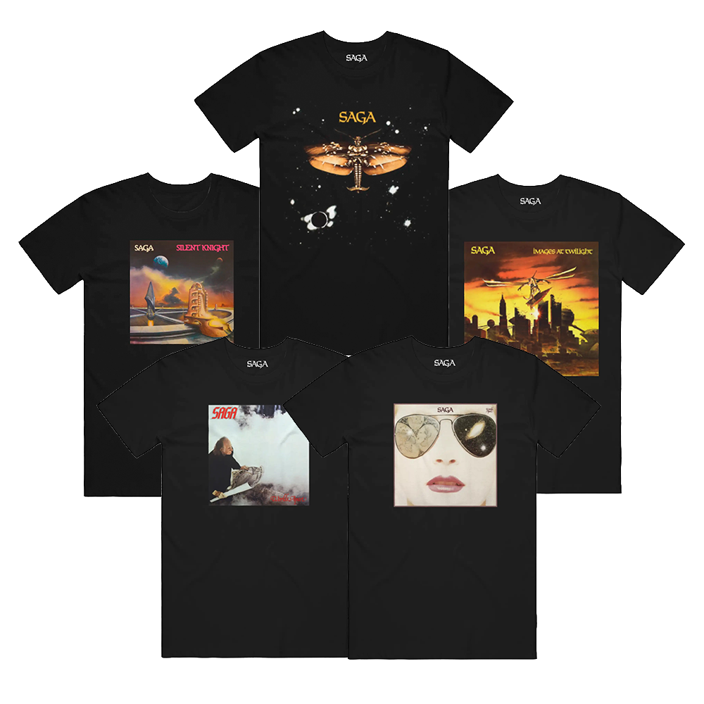 Shirts displaying SAGA album cover prints