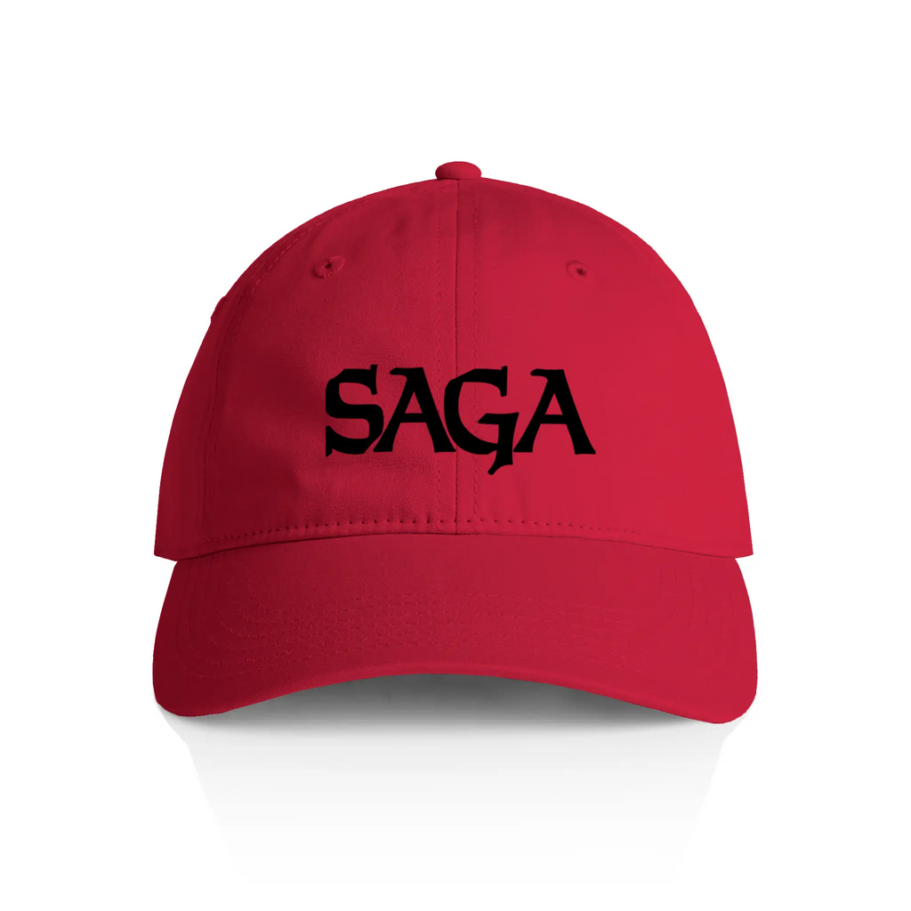 Low Profile Cap, black logo on red, front
