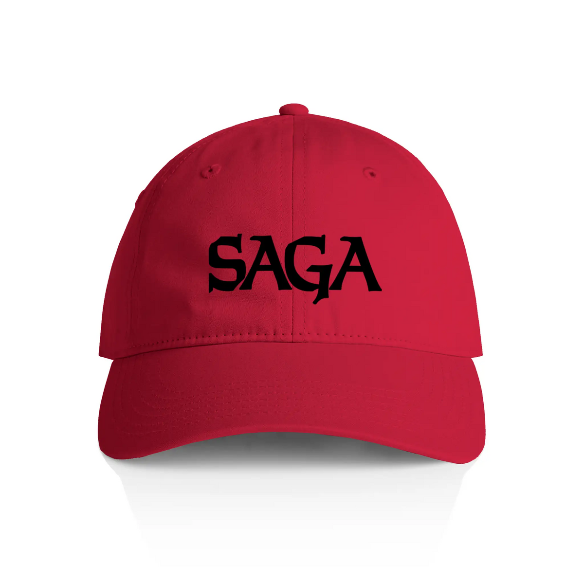 Low Profile Cap, black logo on red, front